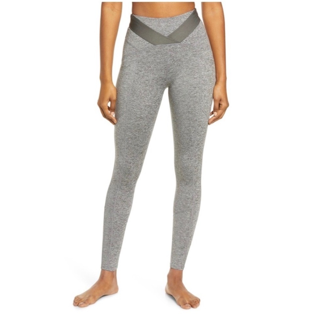 Free People FP Movement Just Breathe Grey Heathered Leggings‎ Pockets XS Pans